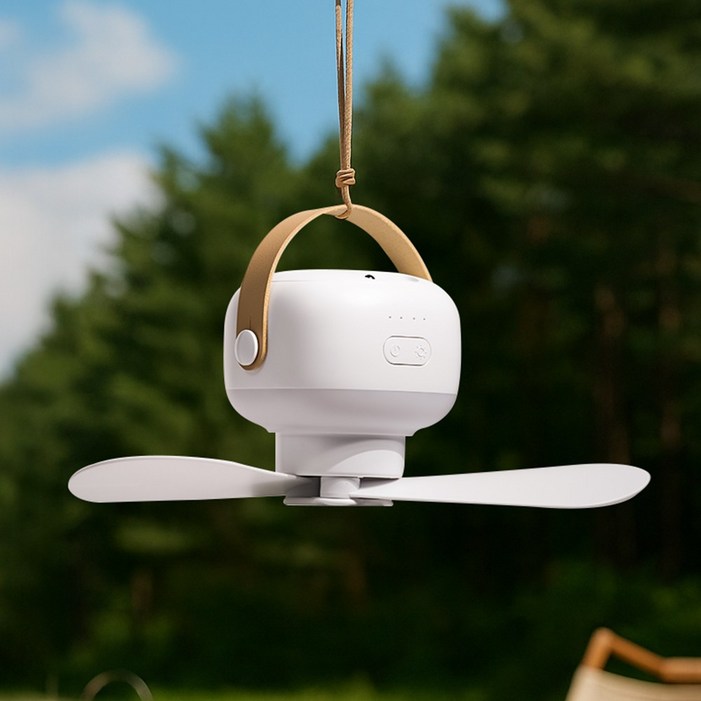 로티캠프 에어서클 LED 조명 캠핑용 천장형 타프 무선 실링팬