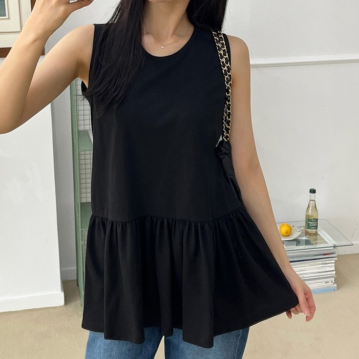 [디아미뇽] 벨리아 무지 프릴 레이어드 민소매 나시