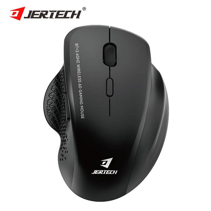 JERTECH 무선 마우스 블루투스 연결 무소음 2.4GHz 인체 공학적 W500, 블랙