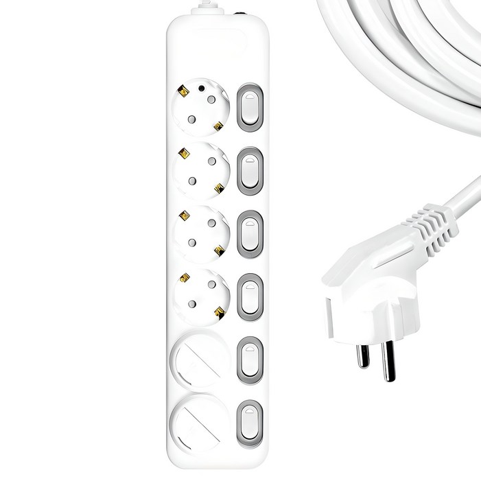 써지오 개별스위치 멀티탭 6구 DH-1668-MT + 안전커버 2p 랜덤 발송