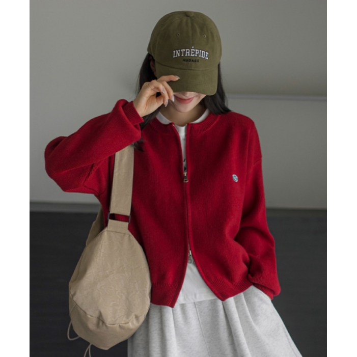 FRENCHCHIC 코스에그 자수 투웨이 니트집업 가디건