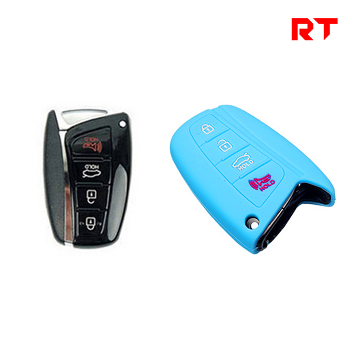 리츠테일러 현대 호환 신형4버튼 스마트키케이스 실리콘, 스카이블루, 1개