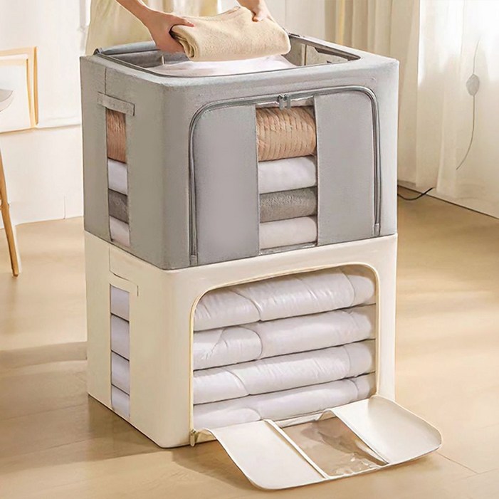대용량 접이식 리빙박스 패브릭 의류 이불 수납 정리함 폴딩 보관박스