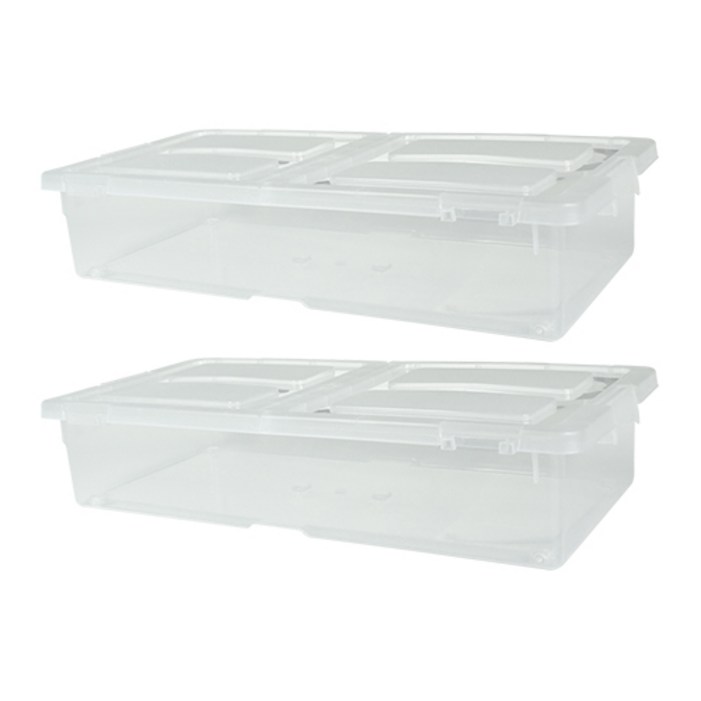 스페이스에디터 언더베드 리빙박스 40L, 투명, 2개