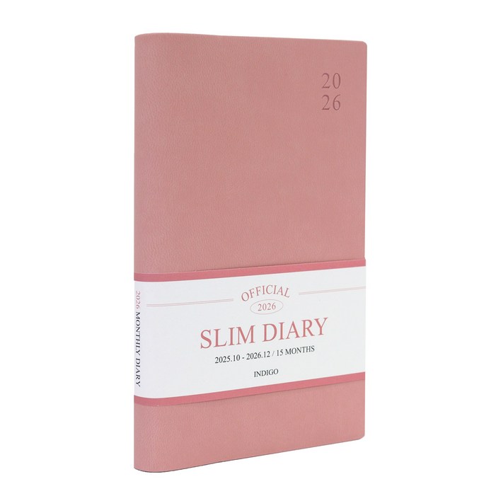 인디고 2026 오피셜 슬림 먼슬리 다이어리 날짜형 월간 수첩형 직장인 업무용 일정관리 휴대용 스케줄러