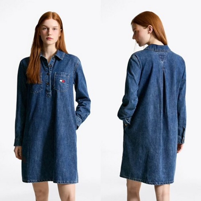 [타미진] 여성 T32F6WOP05TWL1 루즈 A라인 핏 데님 롱 슬리브 드레스 여자 긴팔 중청 봄가을 원피스 SC 765260
