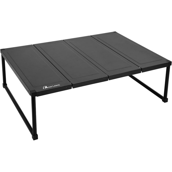 MOON LENCE 풀딩 캠핑 테이블 4단 초경량 솔캠 미니 알루미늄, 블랙