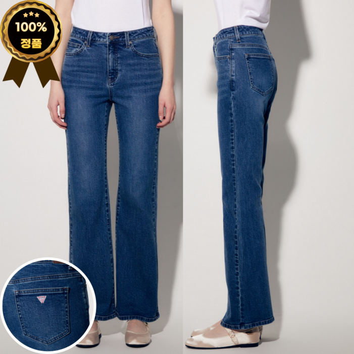백화점 정품  25년 신상 게스 여성 D톤 플레어 부츠컷 데님 청바지