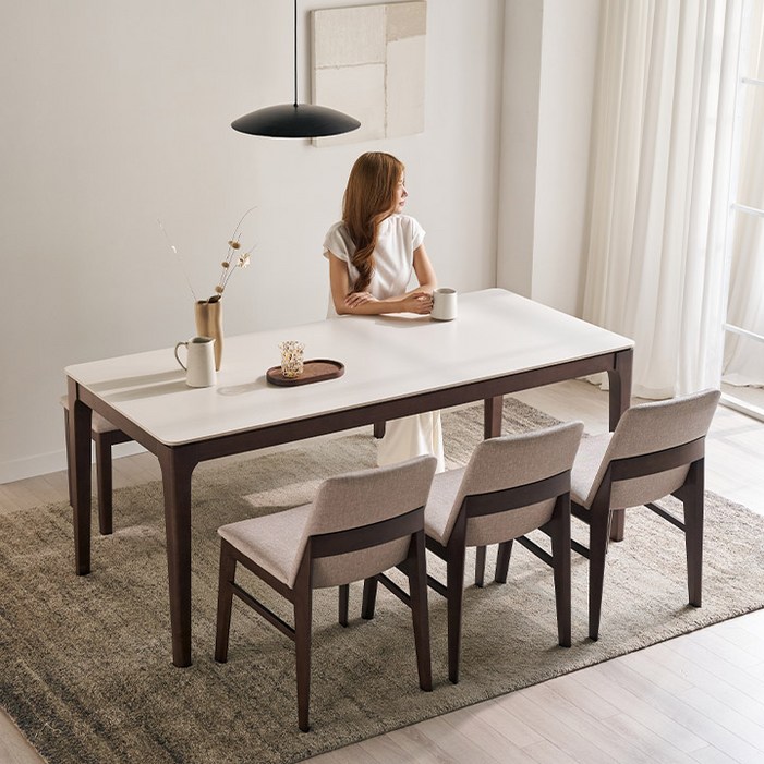 삼익가구 아벨로 포세린 통세라믹 원목 식탁 풀세트 14001800