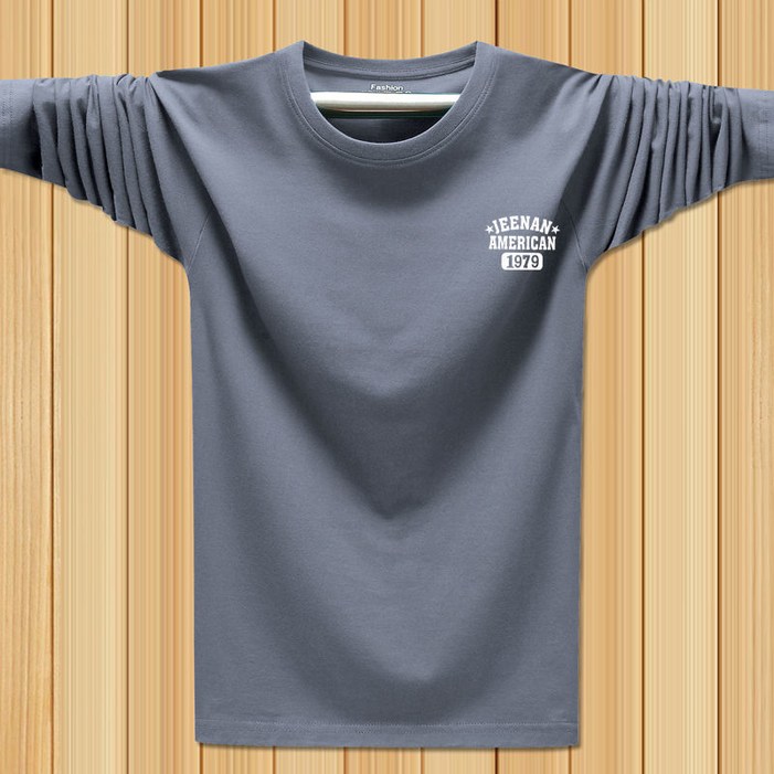 봄 가을 중년 남성 긴팔티 캐주얼 이너웨어 상의 중장년 아빠옷 루즈핏 순면 라운드 티셔츠 LPC