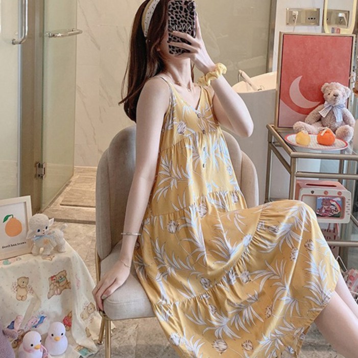 바바 원피스 여름 바캉스 휴가 홈웨어 민소매 끈나시