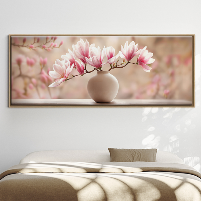 인메이블 프리미엄 복들어오는 꽃 그림 5종 힐링 풍수 인테리어 만개 달항아리 와이드 캔버스 액자