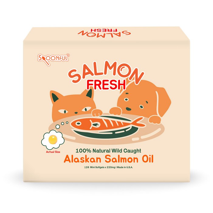 스푼풀 강아지 고양이 오메가3 영양제 FRESH 미국 직수입 천연 연어 오일 220mg, 3박스, 오메가3, 42정