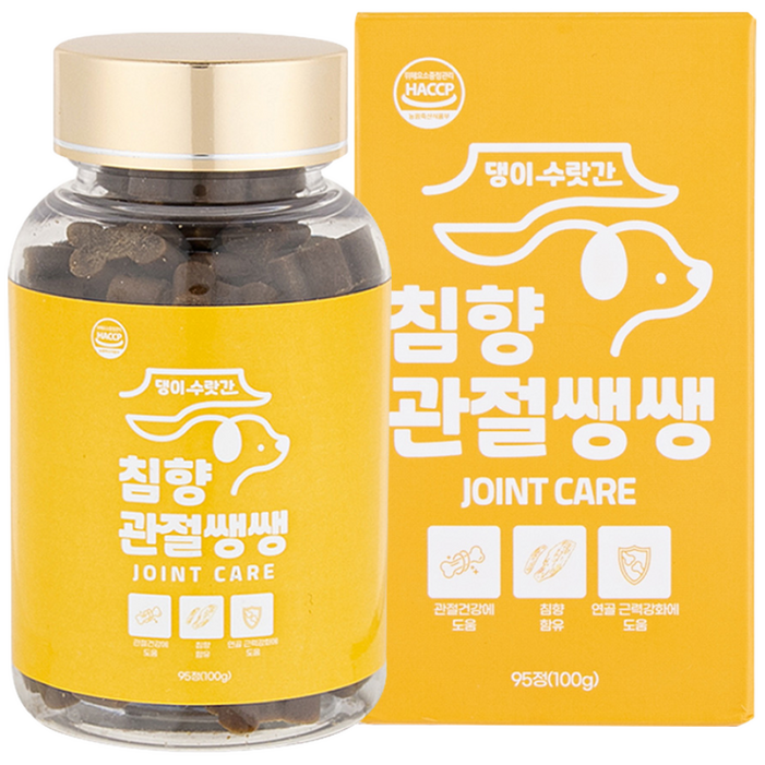 강아지 관절영양제 슬개골탈구 증상 콘드로이친 보스웰리아 오메가3 댕이수랏간 침향관절쌩쌩 100g, 95정, 뼈관절강화, 1개