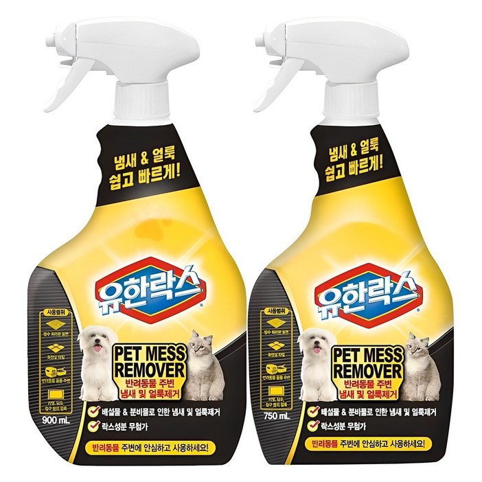 유한락스 펫 메스 리무버 탈취제 900ml 750ml, 1.65L, 1세트 유한락스 펫 메스 리무버 탈취제 900ml 750ml, 1.65L, 1세트