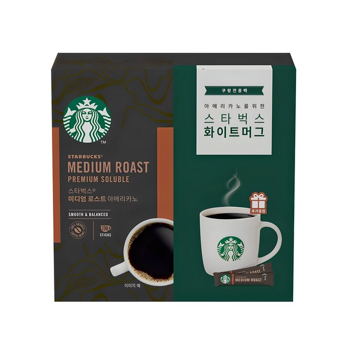 스타벅스 미디엄 로스트 아메리카노 화이트 머그 세트, 1세트, 아메리카노 130p 머그 370ml 스타벅스 미디엄 로스트 아메리카노 화이트 머그 세트, 1세트, 아메리카노 130p 머그 370ml