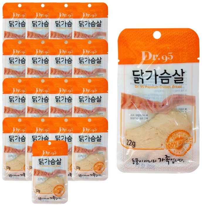 닥터95 반려동물 촉촉 간식, 닭가슴살, 22g, 18개