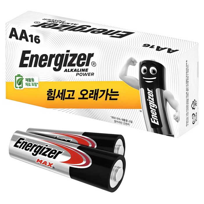 에너자이저 알카라인 AA 건전지, 1개, 18개입 에너자이저 알카라인 AA 건전지, 1개, 18개입
