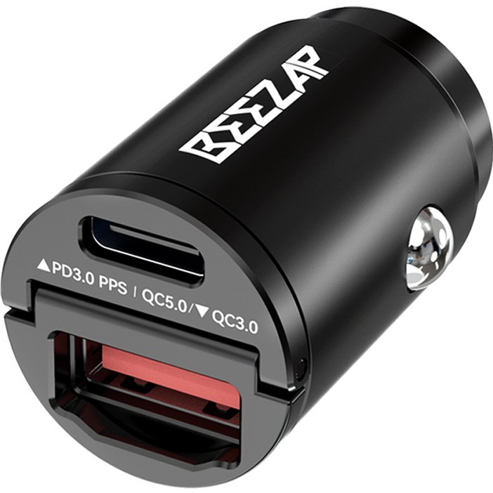비잽 45W 듀얼C A타입 초미니 차량용 시거잭 초고속 충전기 매립형 PD PPS QC5.0, BZD45, 블랙