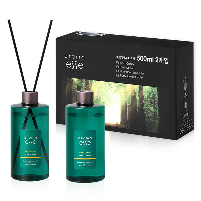 아로마엣세 센트클래식 대용량 디퓨저, 블랙체리, 500ml, 2개