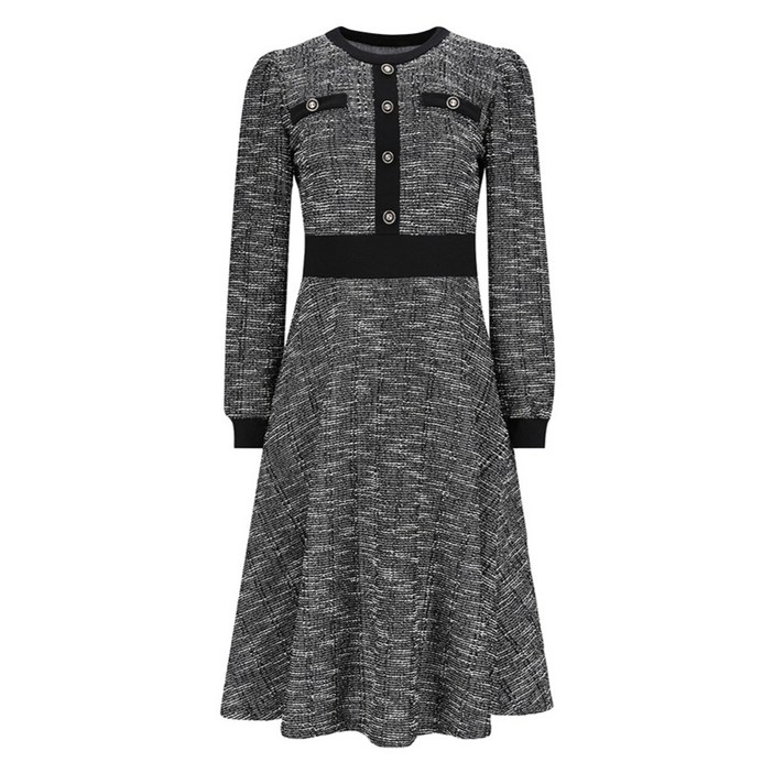 이사베이 트위드 패턴 롱 플레어 원피스 VIOAC2502