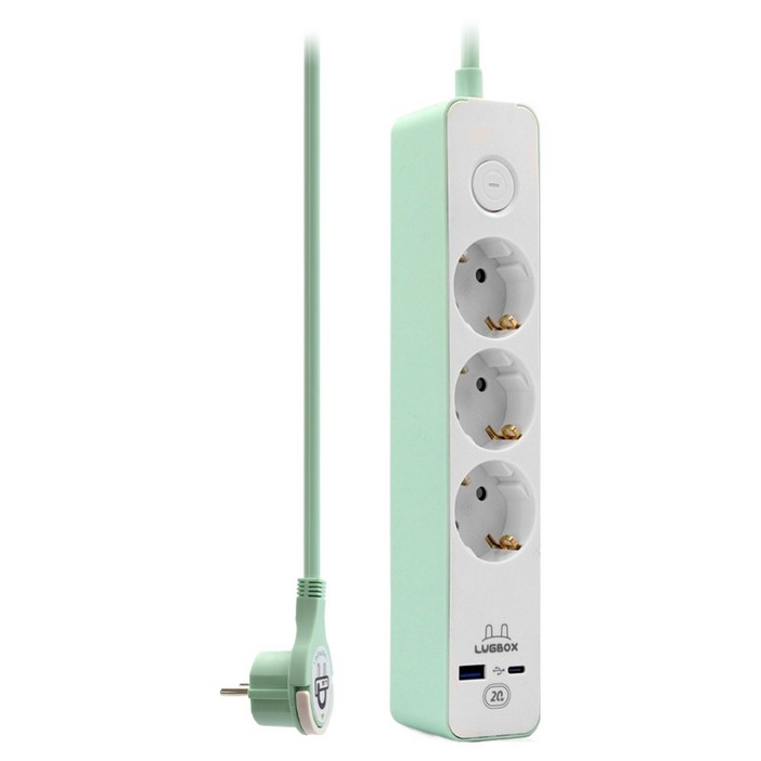 러그박스 고속충전 USB C타입 고용량 멀티탭 3구 3500W 민트, 1개, 1.5m