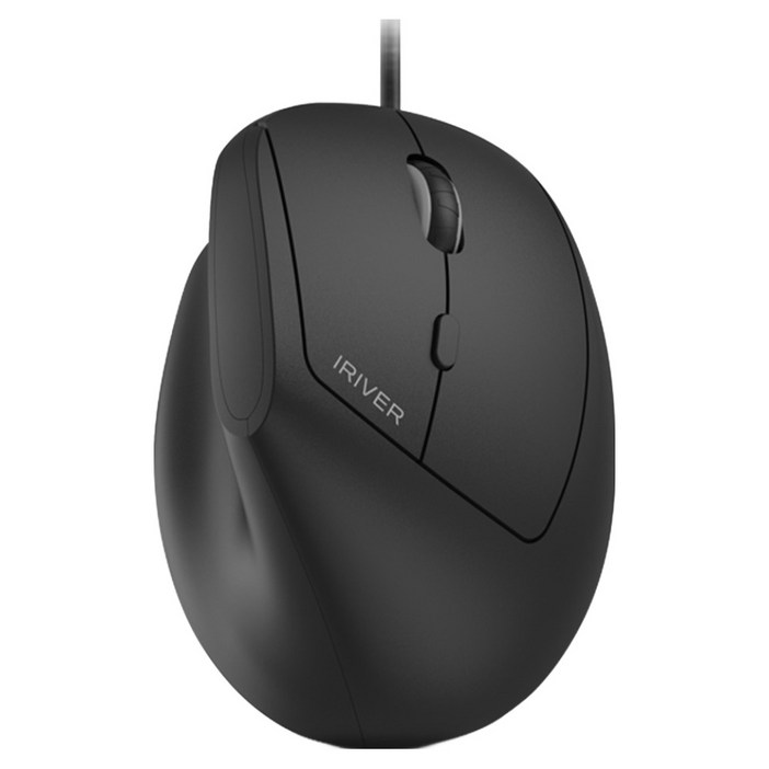 아이리버 항균처리 컴팩트 EV100 인비저블 인체공학 무소음 유선 버티컬 마우스, Black, 단일상품