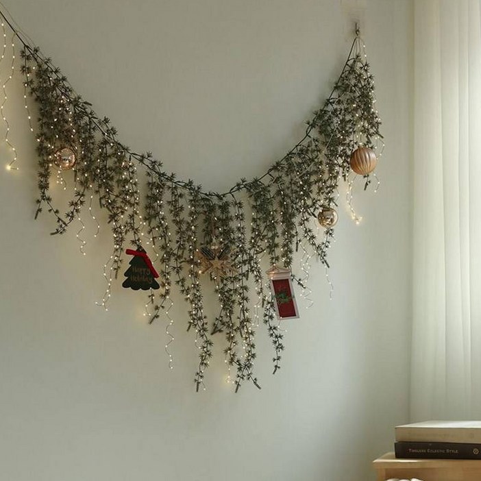 그린모먼트랩 크리스마스 사이프러스 가랜드  LED 전구 세트, 1세트, 그린