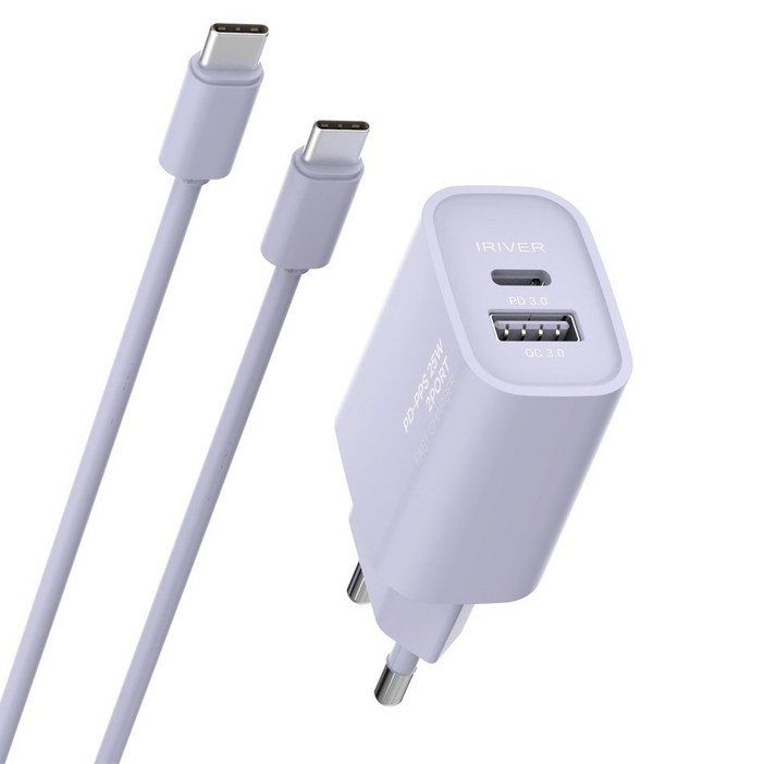 아이리버 25W 2포트 초고속 가정용 충전기 + CtoC 케이블 세트