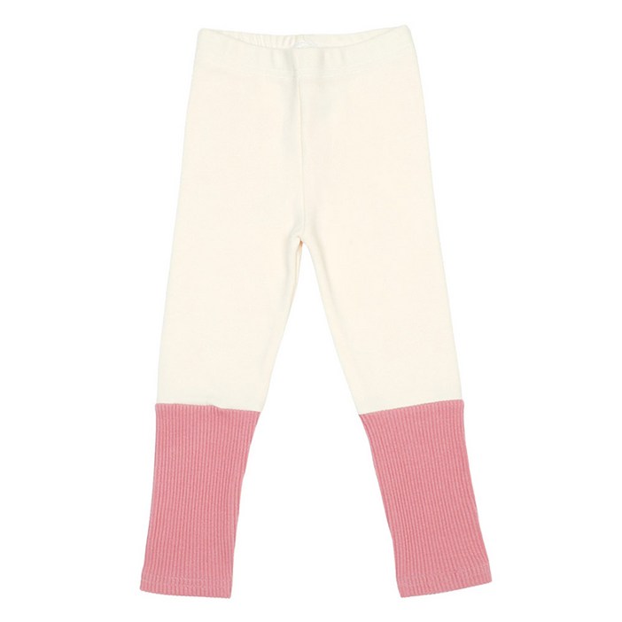 레인보우키즈 아동용 크리미 배색 골지 레깅스