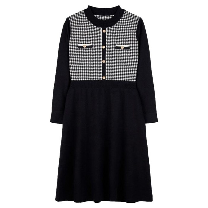 올리비아하슬러 사각패턴 자카드 스웨터 보온 원피스 OHBWOP103