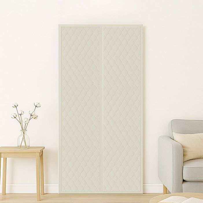 한일 자석양문형 방수코팅 방풍비닐 엠보싱 방한 방풍막 크림베이지