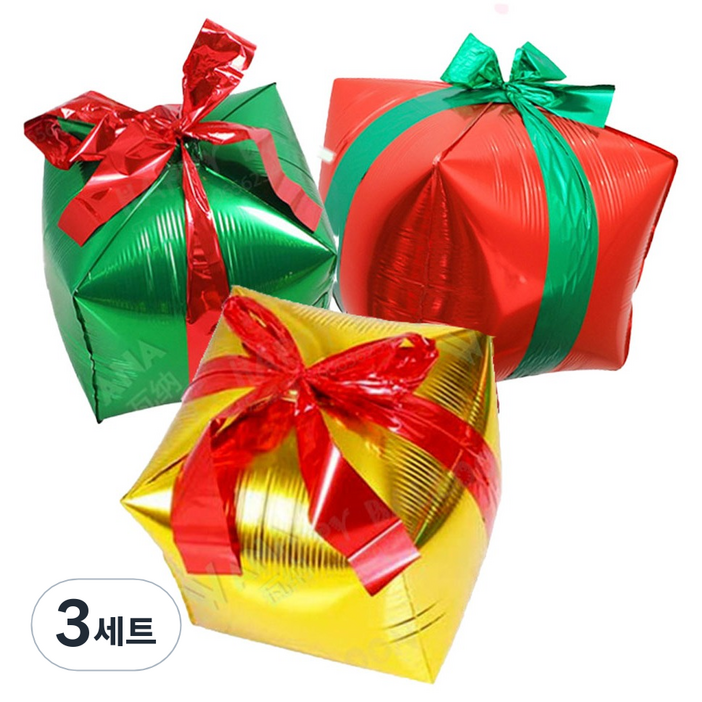 미미파티 크리스마스 입체 선물 모형 풍선 대형 3종 세트