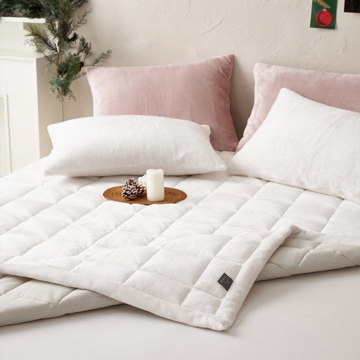에어룸 자가발열 히팅솜 극세사 스테이 침대패드, 아이보리