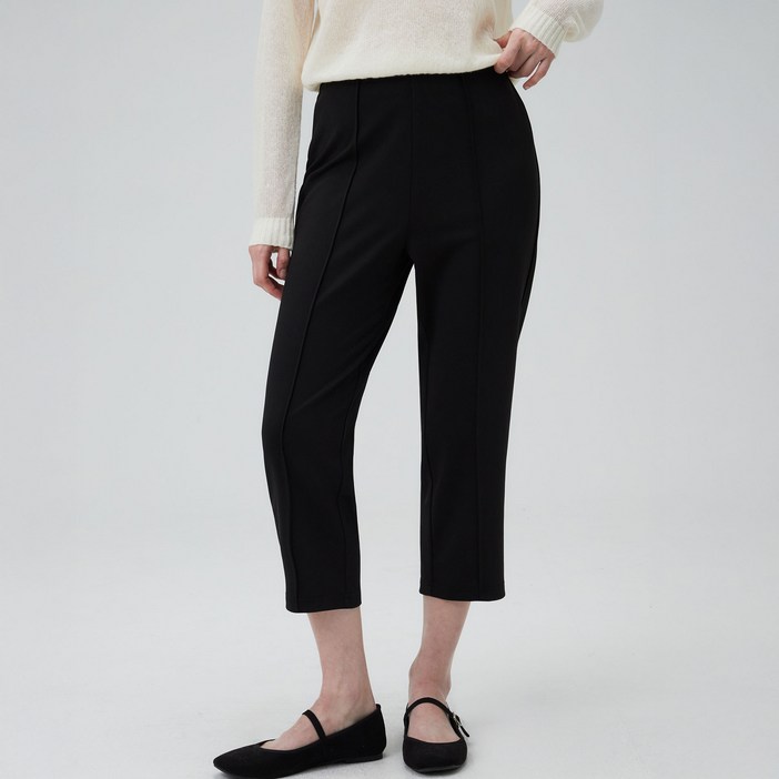 ELLEPARIS 여성용 풀스트레치 슬림핏 7부 데일리 밴딩 팬츠