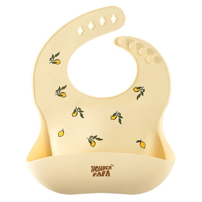 원더파파 아기 실리콘 이유식 턱받이, 바닐라 레몬, 1매, 1개
