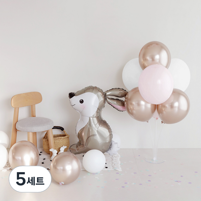 파티아일랜드 토끼호일풍선샴페인핑크풍선세트