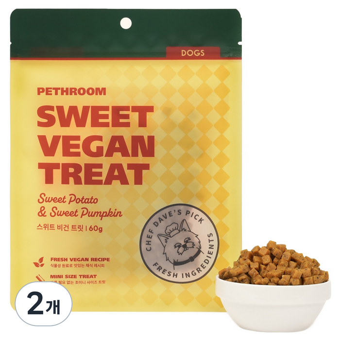 페스룸 강아지 스위트 비건 트릿, 혼합맛고구마단호박, 60g, 2개