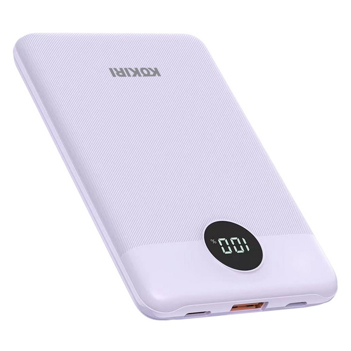 코끼리 고속충전 미니 LCD 잔량표시 PD 22.5W 보조배터리 10000mAh, 퍼플, KPBRM10P1A1