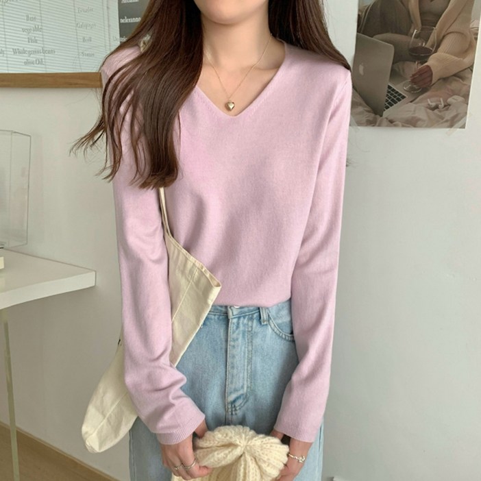 알로데 여성용 컬러무드 브이넥 스웨터