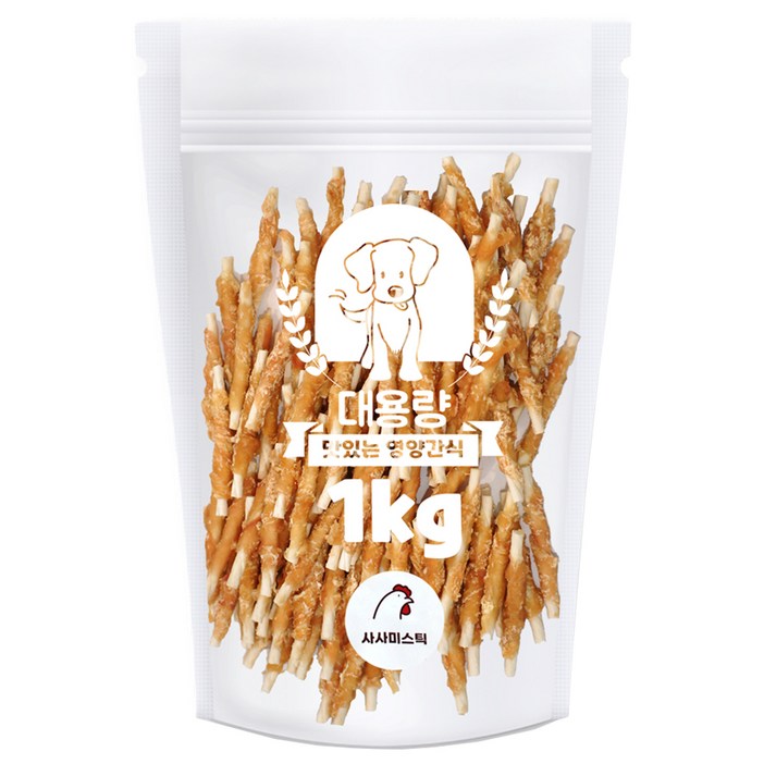 미라클 강아지 대용량 간식 치킨스틱 1kg, 1개, 치킨스틱