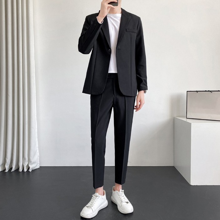 남성용 인피어스 비즈니스 캐주얼 수트 자켓  긴바지 세트