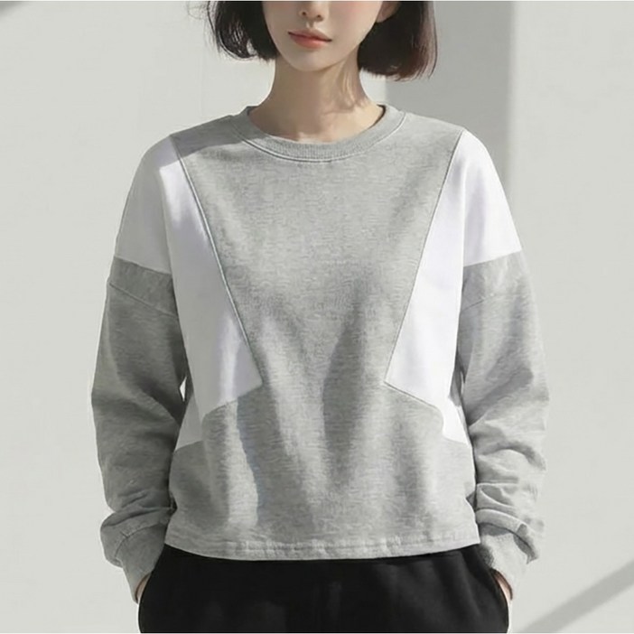 라라온 여성용 배색 절개 맨투맨 25TSP3571