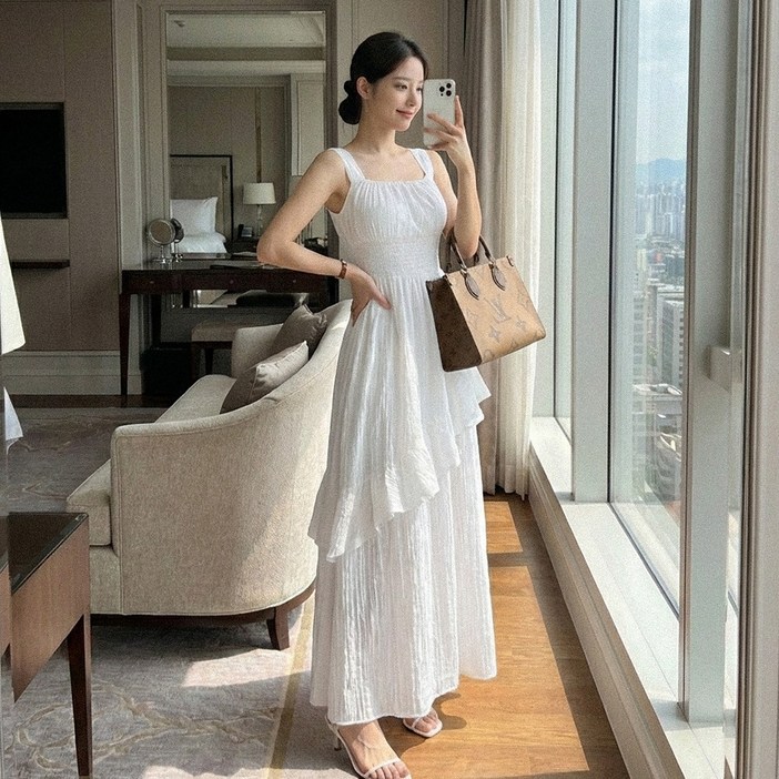 글램디브 뉴나란드 프릴 나시 롱원피스 AA0254