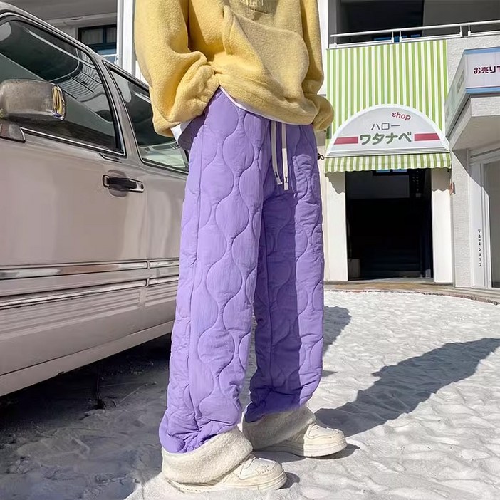 킹앤조이 헤스파 물결 퀼팅 밴딩 방한 팬츠