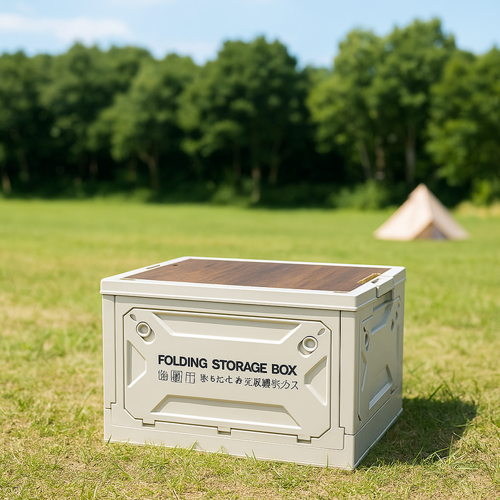 잇다 여행용 폴딩박스 나무 커버, 1개, 크림