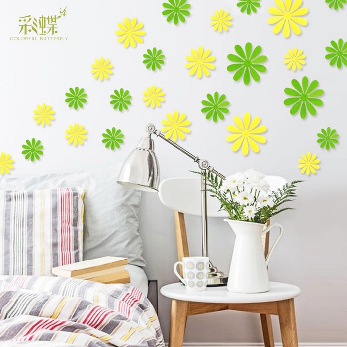 미즈코스12p 3D 꽃 포인트 벽지 입체 스티커 벽면 인테리어 시트지 벽장식 카페 집꾸미기