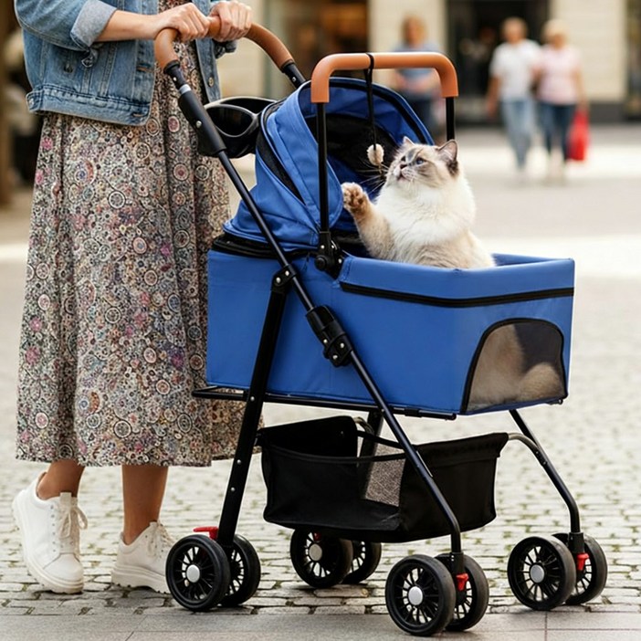 분리형 강아지 유모차 고양이 반려동물 카시트 겸용 원터치 폴딩 애견 이동 카트 중소형견 감성 나들이  산책 접이식 개모차