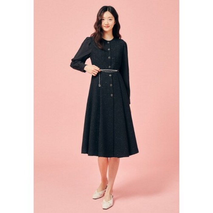 백화점정품 JJ지고트 슬리브 배색 트위드 원피스 GP2A0OP251