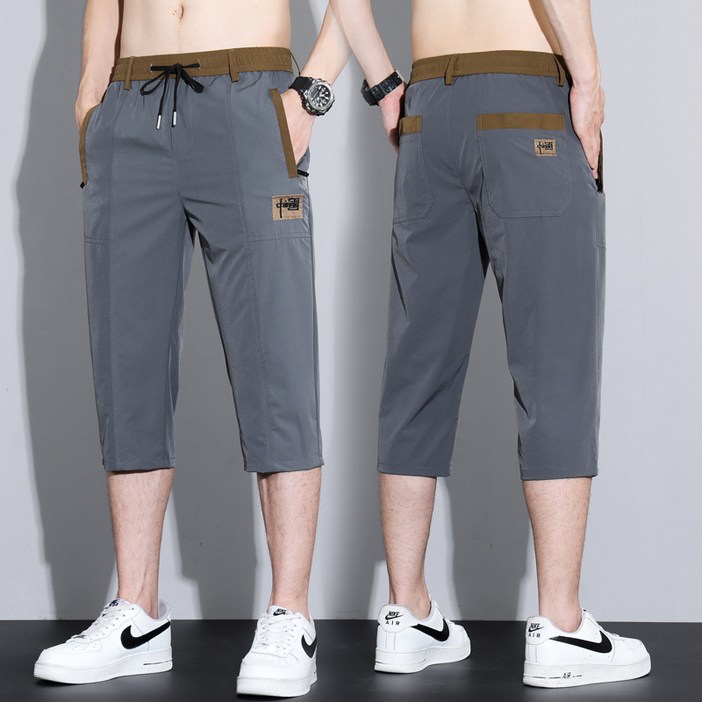 반바지 77-p35 기비 여름바람 7부바지 남자 아이스 캐주얼 바지 중바지 얇은 바지